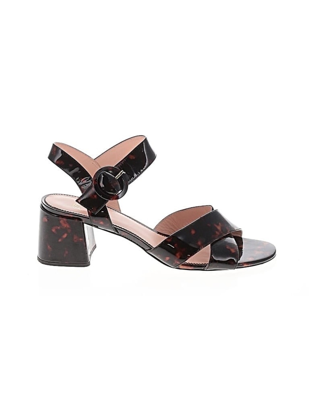 J Crew Tortoise Brown block heeled sandals